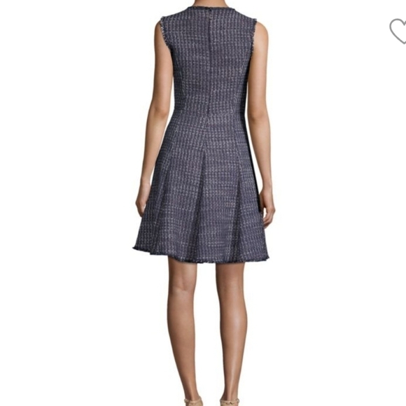 Rebecca Taylor Frayed Trimmed Tweed Fit & Flare Midi Dress Size 10 Preppy Office - Picture 2 of 16